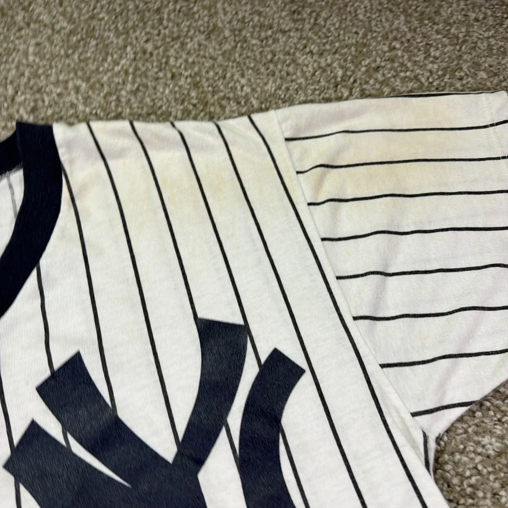 Vintage Yankees Pinstripe Shirt Russell Athletic Medium 90s Classic